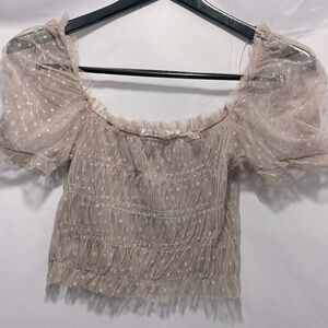 MOONFLOWER THE LABEL. Pink Mesh Top pink polka dot top mesh pink top. Size Small